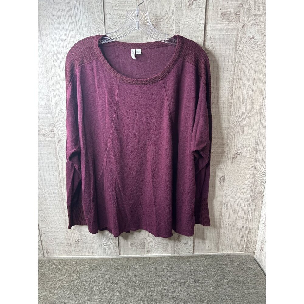 Womens Burgundy Sweater Top Plus Size 18W/20W By Active Long Sleeves Shirt